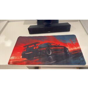 Red Sky Sports Car Extended Mouse Pad - Racing Art Anti-Slip Desk Mat